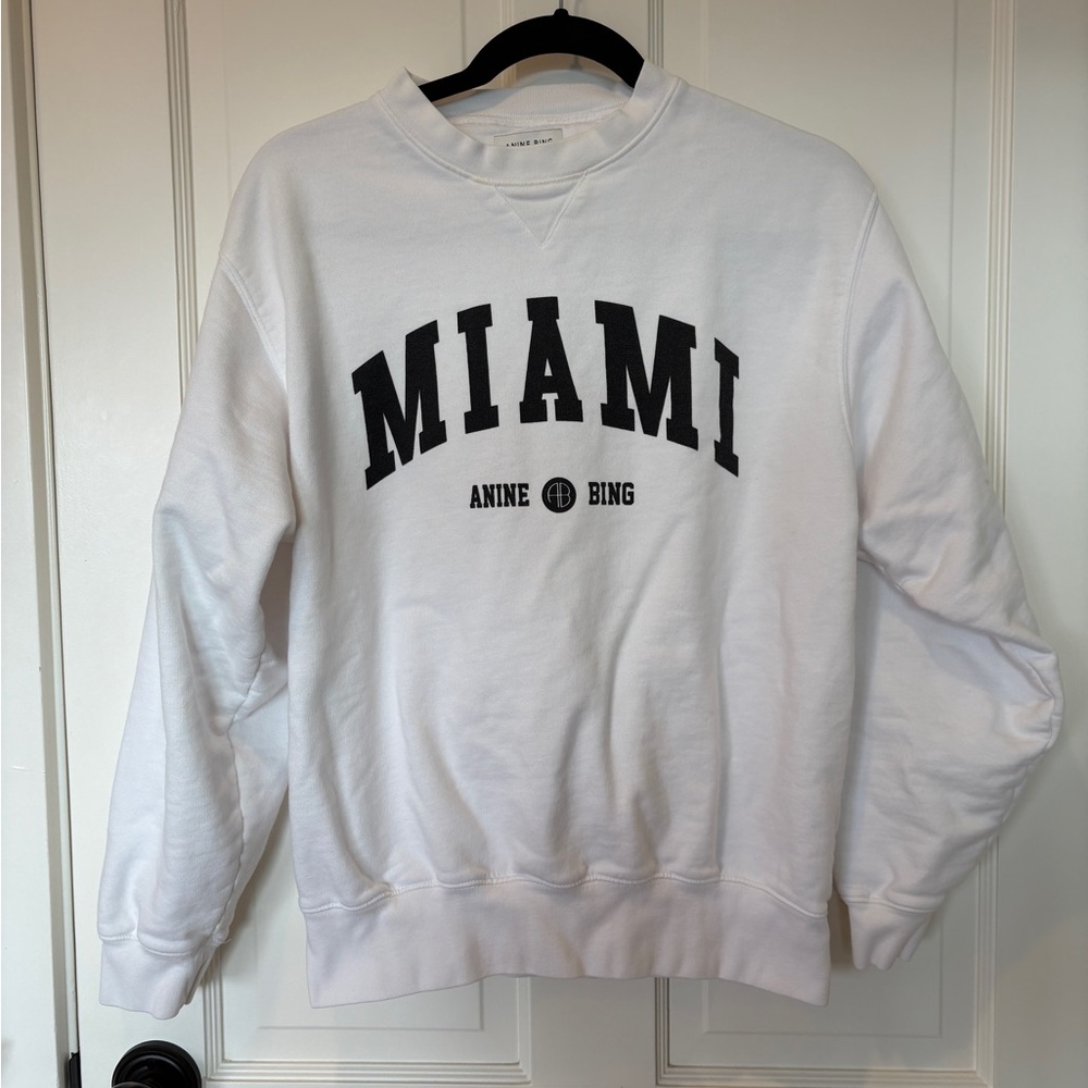 Anine Bing White Crewneck Sweatshirt
